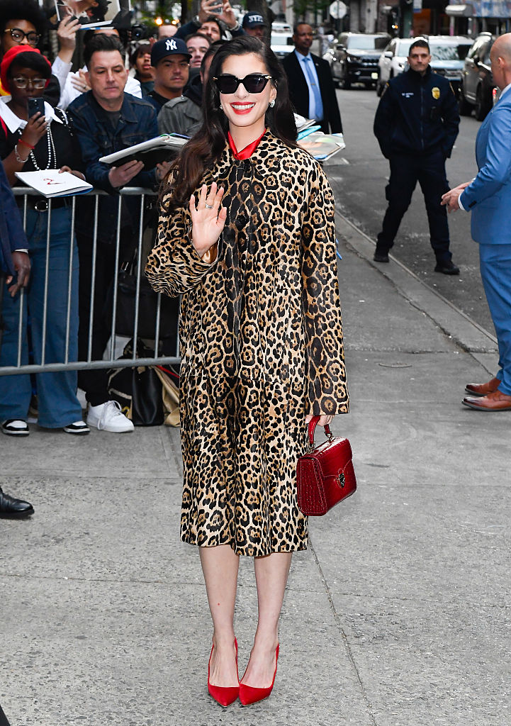 Anne Hathaway Is Wearing the Leopard Coat of My Dreams – Go Fug Yourself