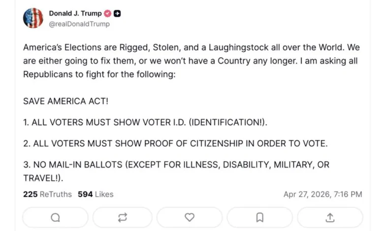Donald Trump Proposes SAVE AMERICA ACT With Strict Voter ID Requirements | Celebrity Insider