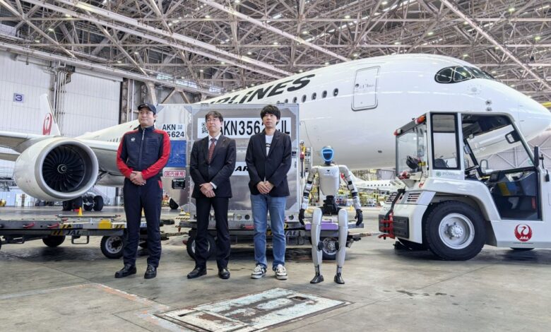 Humanoid robots seen handling airport baggage in futuristic true footage