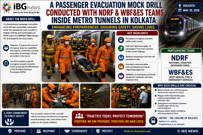 A PASSENGER EVACUATION MOCK DRILL CONDUCTED WITH NDRF & WBF&ES TEAMS INSIDE METRO TUNNELS