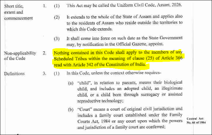 Assam government tables Uniform Civil Code 2026: Details