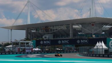 Cameraman gets caught risking it all to film World Cup’s ‘sexiest fan’ in the Formula 1 paddock