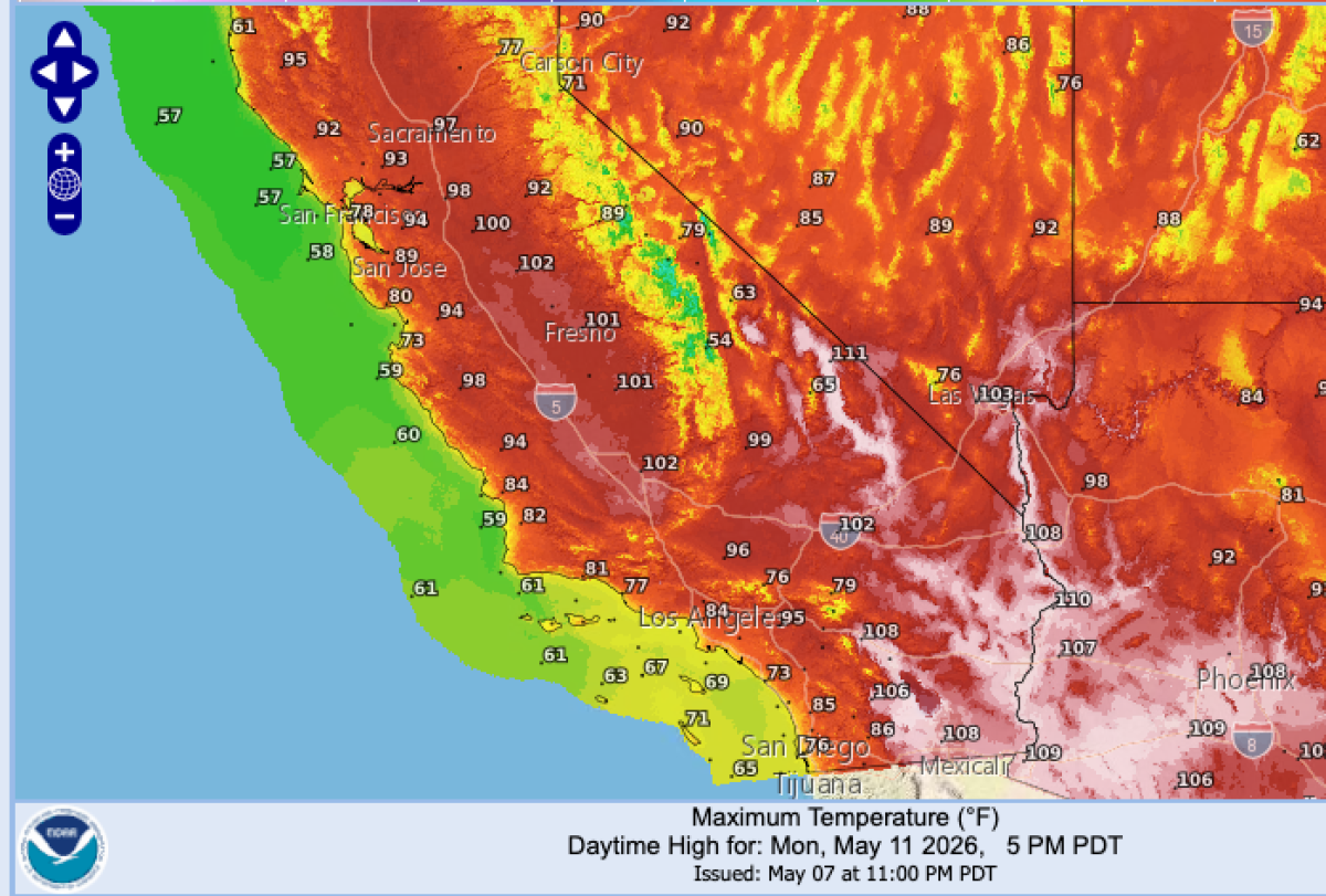 Heat is set to blast much of California, topping 100 degrees in some areas