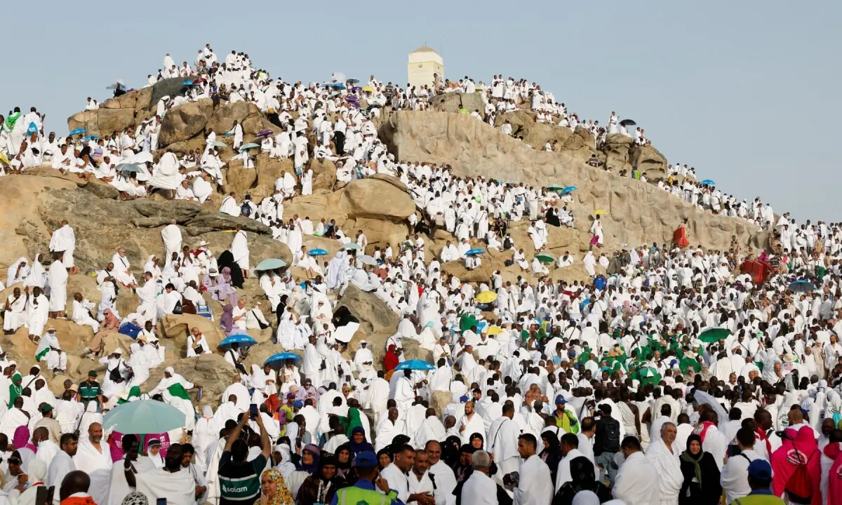 In pictures: Muslims pray on Mount Arafat as Haj reaches its peak