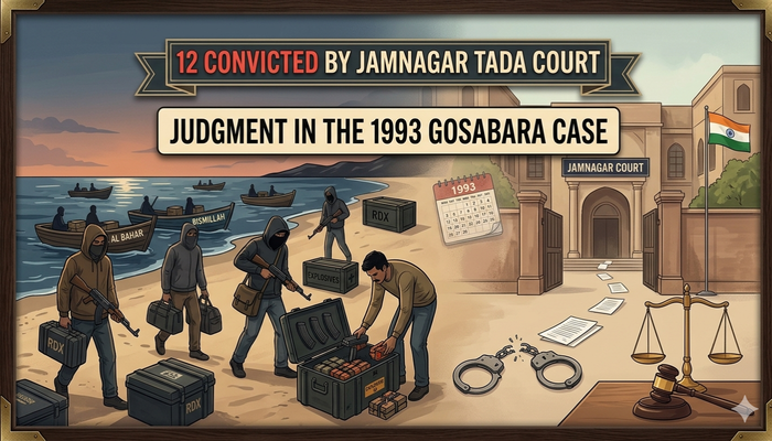 Jamnagar special TADA court sentences 12 convicts of the the 1993 Gosabara arms smuggling case