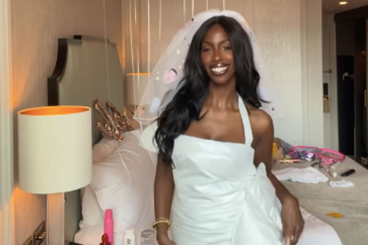 Katja Mia shows off glamorous hen party dress with hilarious veil detail