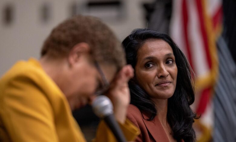 Mayor Karen Bass and challenger Nithya Raman tussle in first head-to-head debate
