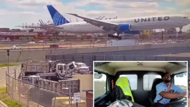 New video shows United plane clipping tractor-trailer while landing at Newark airport