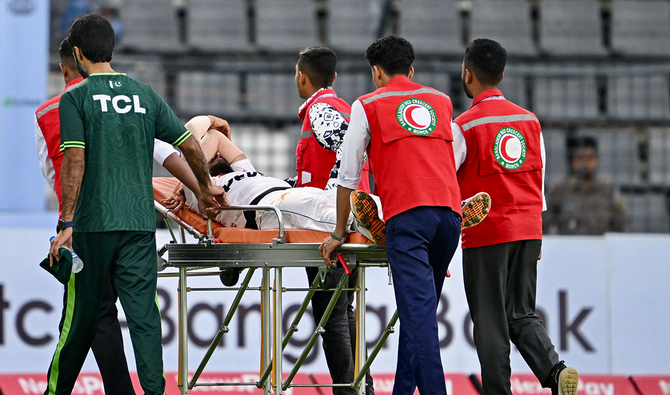Pakistan’s Hasan Ali resumes bowling after head injury scare against Bangladesh