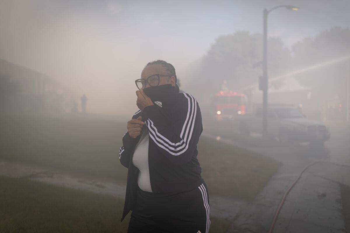 Raging South Gate fire at tire recycling center prompts shelter-in-place order