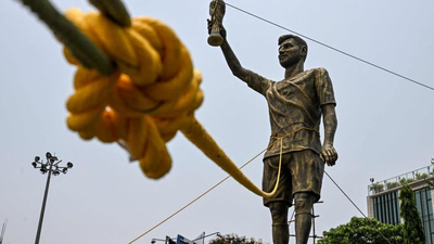 ‘Swaying in the wind’: Kolkata’s giant 70-foot Lionel Messi statue faces removal just five months after installation