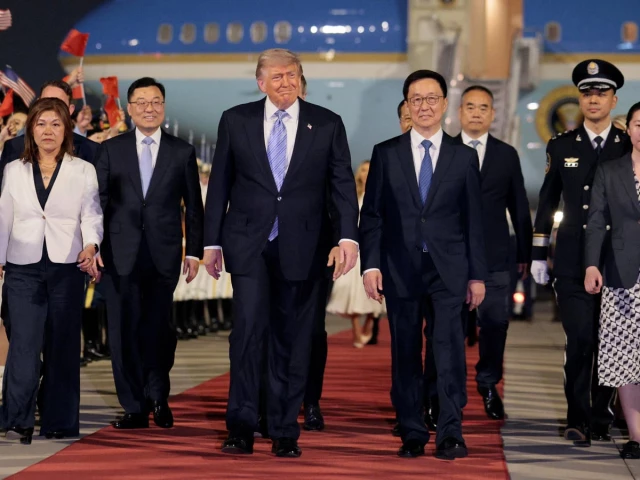 Trump lands in Beijing for high-stakes China visit | The Express Tribune