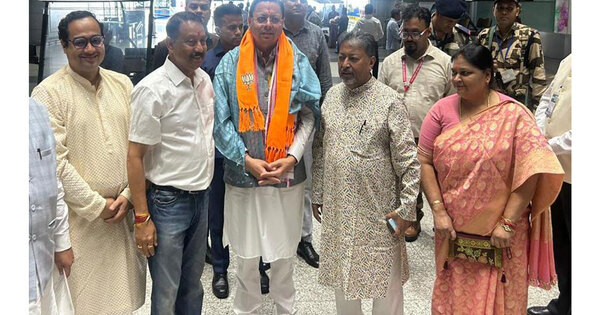 Uttarakhand CM Dhami arrives in Kolkata for Suvendu Adhikari’s oath-taking ceremony