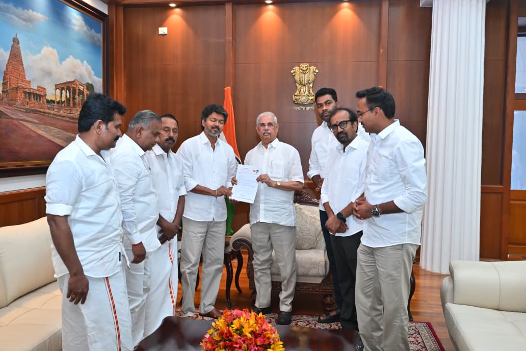Vijay Meets Governor, Stakes Claim to Form Government – News Today | First with the news