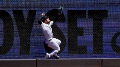 Yankees’ Jasson Dominguez carted off field in tears after crashing into outfield wall after stunning catch