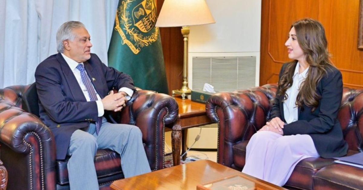 اسحاق ڈار اور نیٹلی بیکر کی ملاقات، امریکہ ایران مذاکرات پر تبادلہ خیال