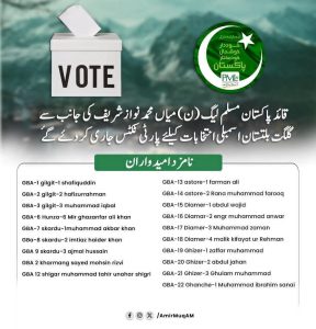 گلگت بلتستان انتخابات:نواز شریف نے امیدواروں کے ناموں کی منظوری دے دی،پارٹی ٹکٹوں کا باضابطہ اعلان – Daily Ausaf