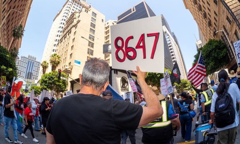 ‘86 47’ slogan tied to James Comey resurfaces at May Day protests across US